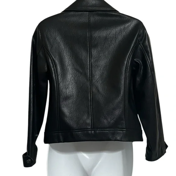 Old Navy Vegan Leather Black Women’s Moto Jacket Size SP - Picture 2 of 6